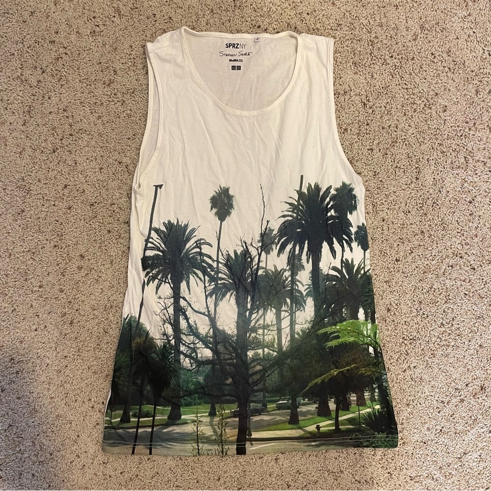 Like new size S Uniqlo SPRZ NY limited edition tank top with palm tree print